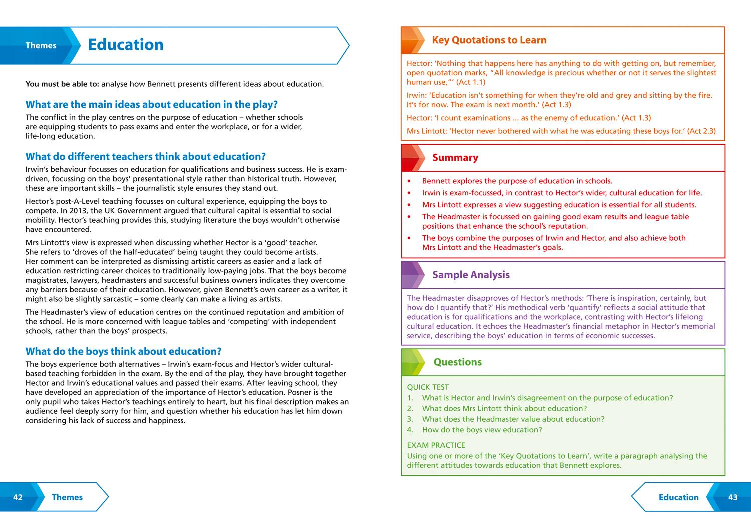 Beispielinhalt (Bild) Collins Snap Revision Text Guides - The History Boys: Aqa GCSE English Literature