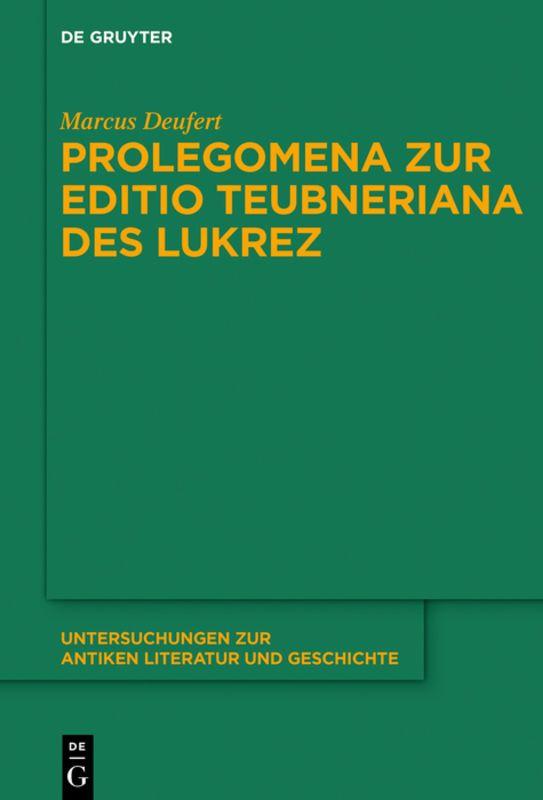 Vorderes Coverbild Prolegomena zur Editio Teubneriana des Lukrez