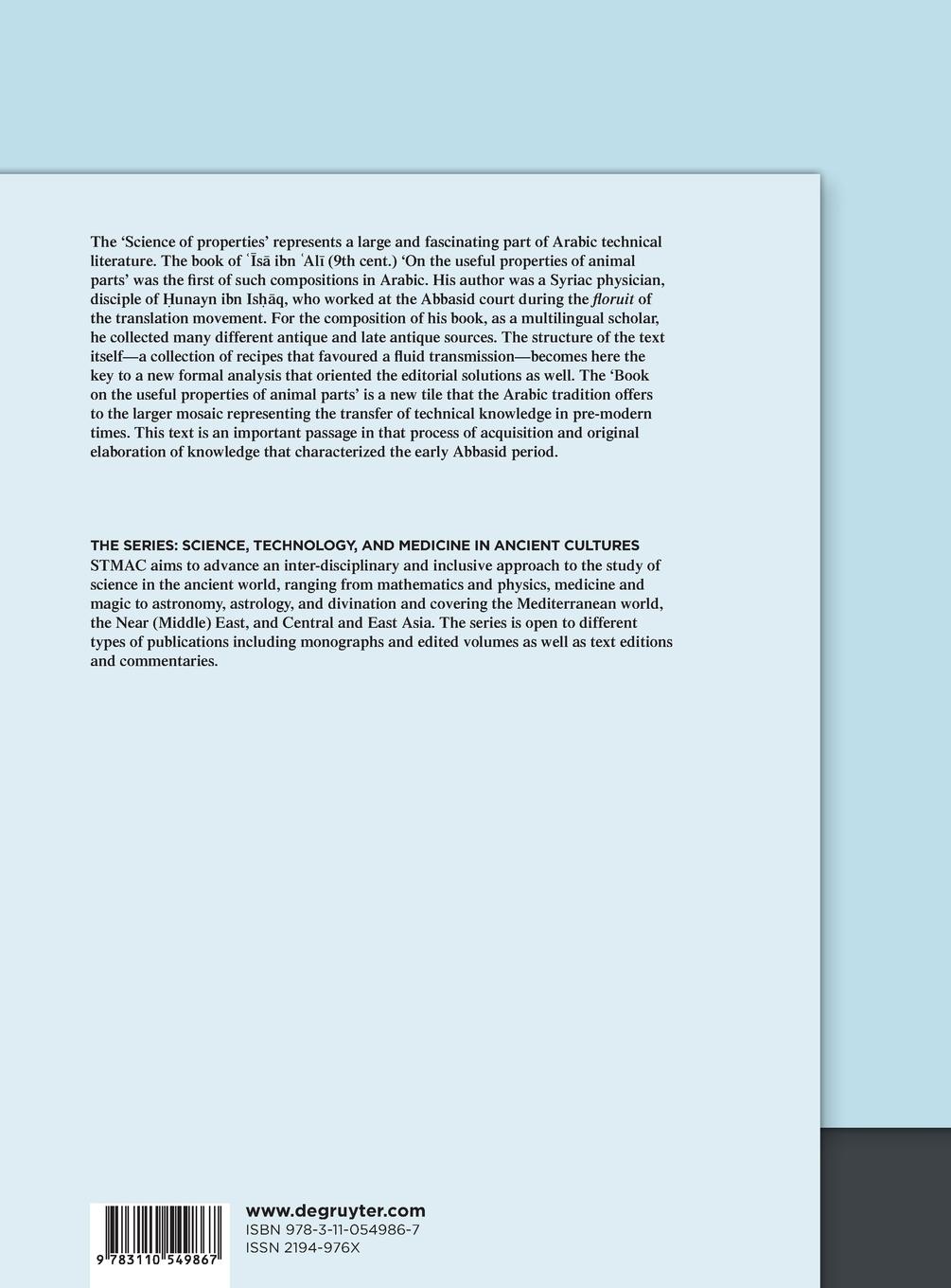 Rückseitencover ¿¿s¿ ibn ¿Al¿'s Book on the Useful Properties of Animal Parts