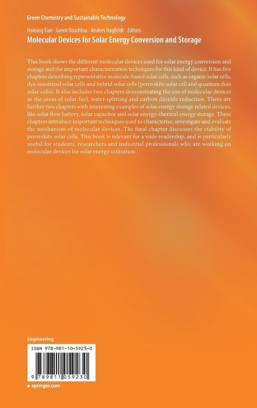 Rückseitencover Molecular Devices for Solar Energy Conversion and Storage
