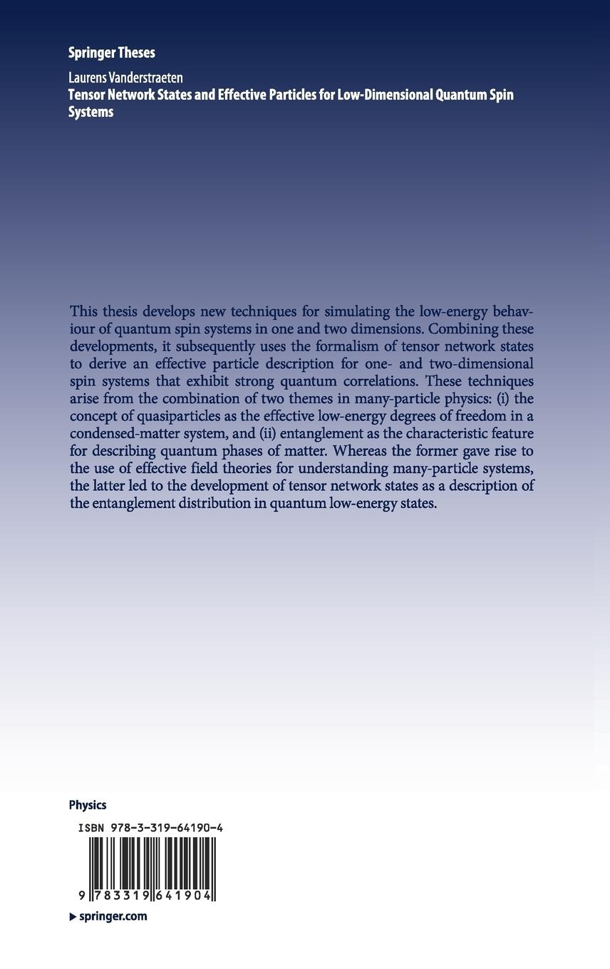 Rückseitencover Tensor Network States and Effective Particles for Low-Dimensional Quantum Spin Systems