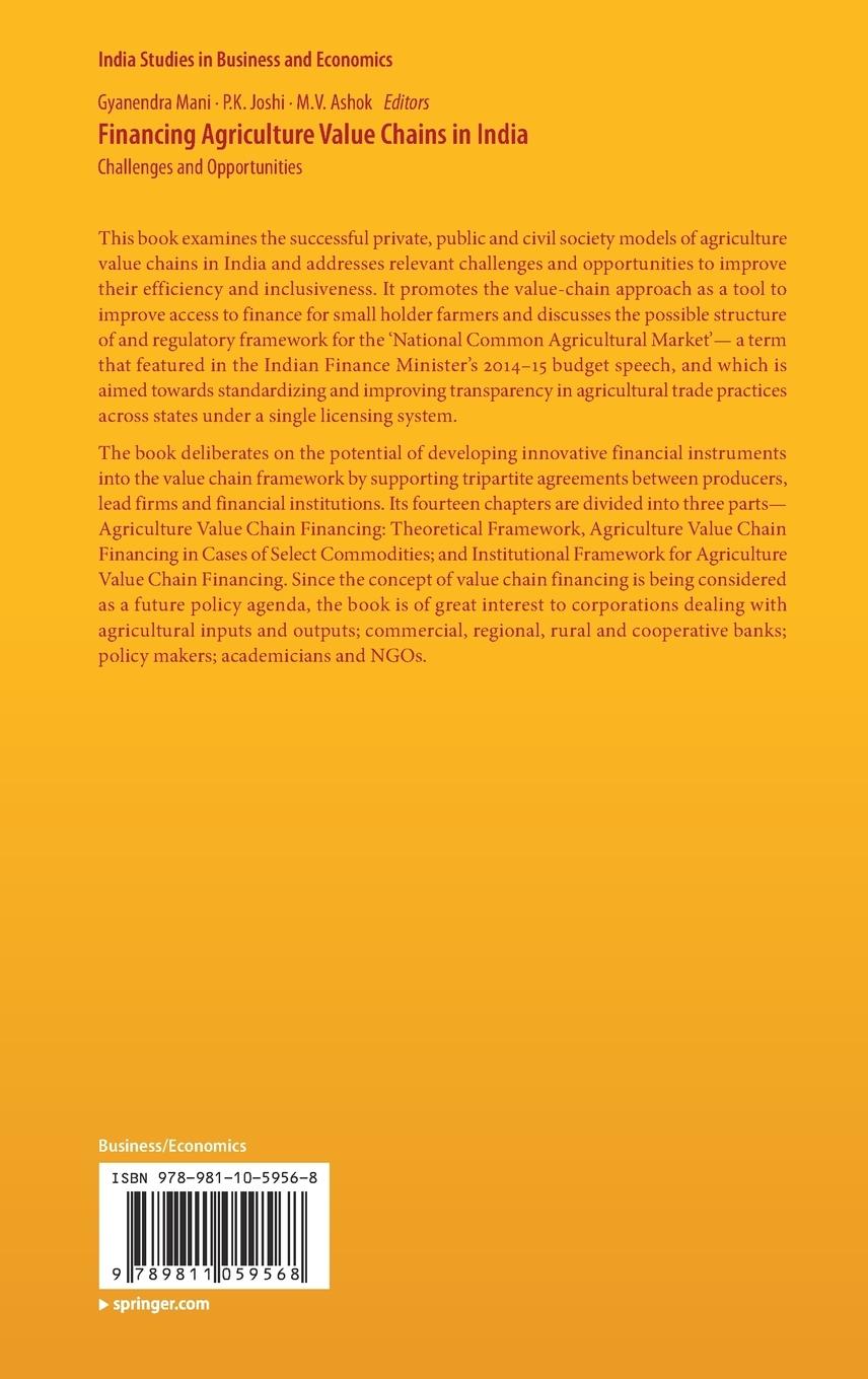 Rückseitencover Financing Agriculture Value Chains in India