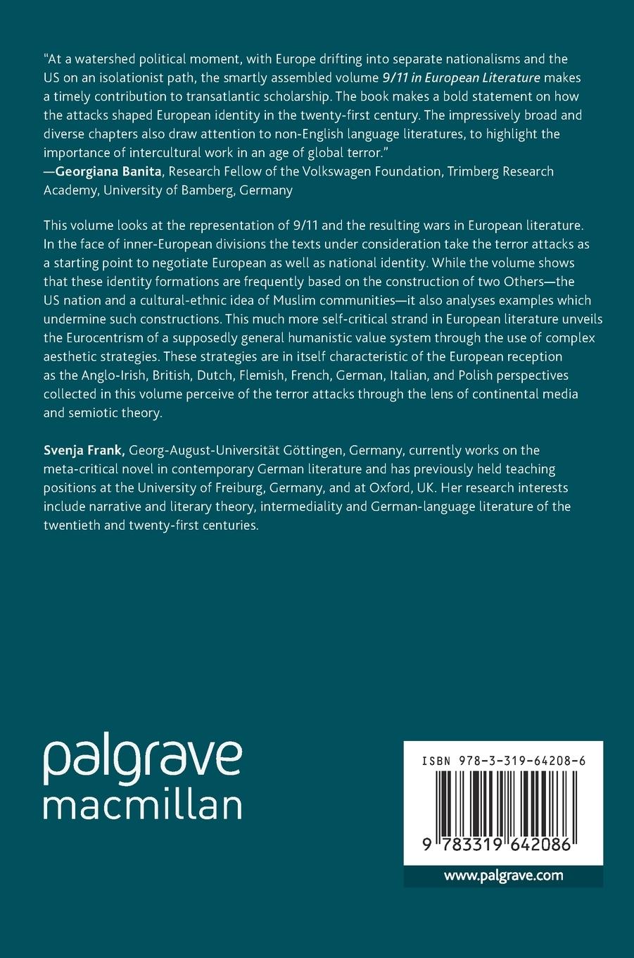 Rückseitencover 9/11 in European Literature