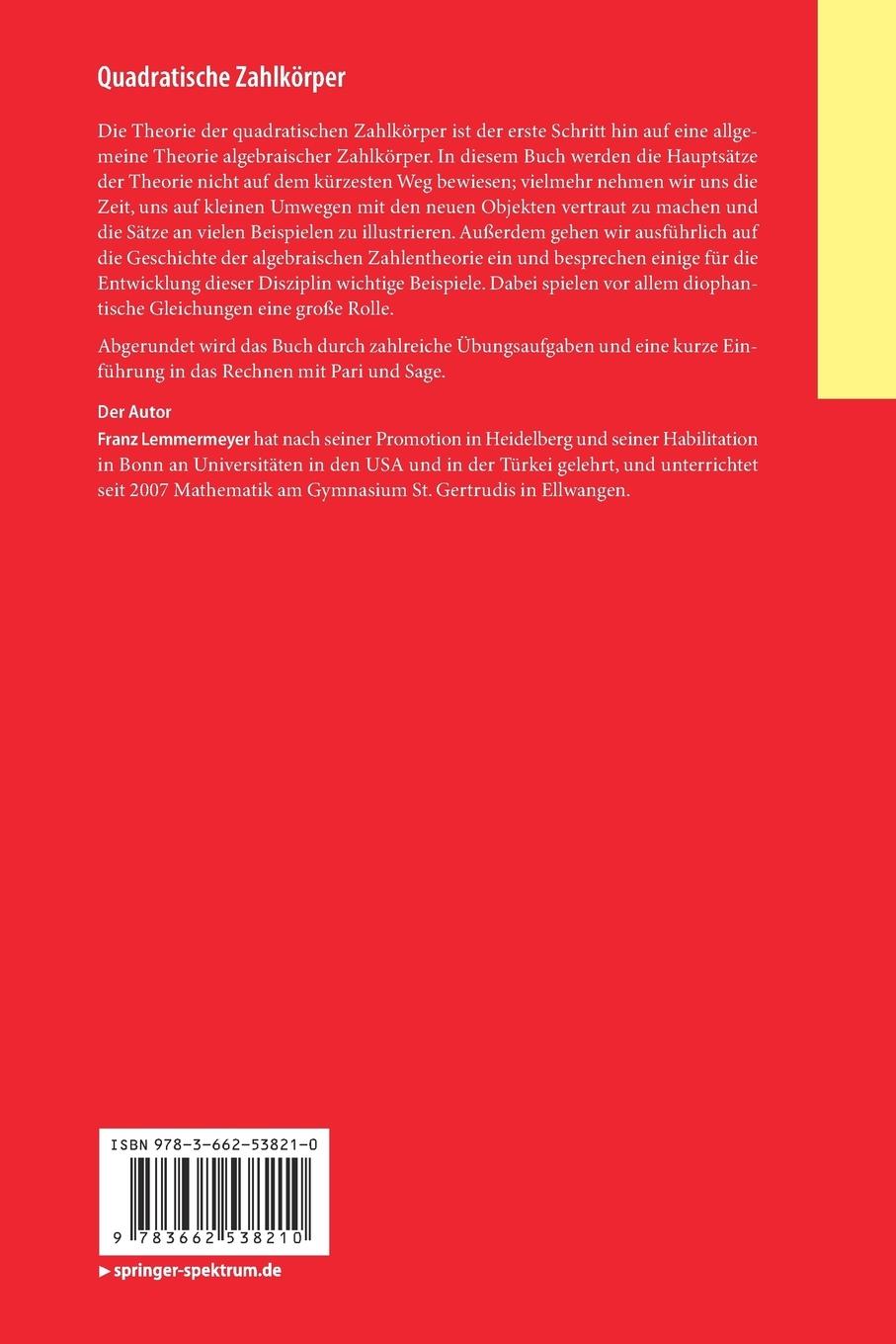 Rückseitencover Quadratische Zahlkörper