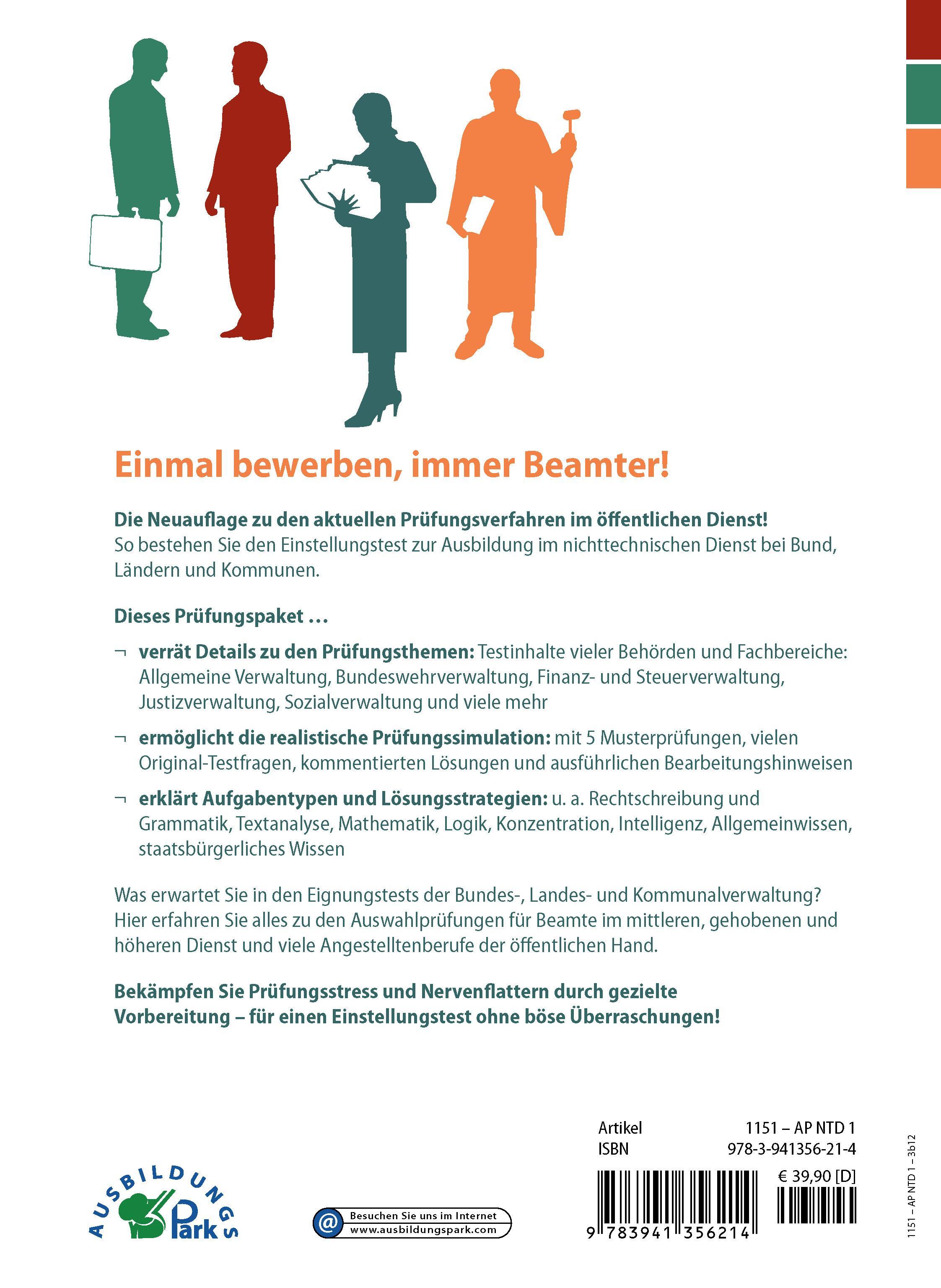Rückseitencover Der Einstellungstest zur Ausbildung im öffentlichen Dienst