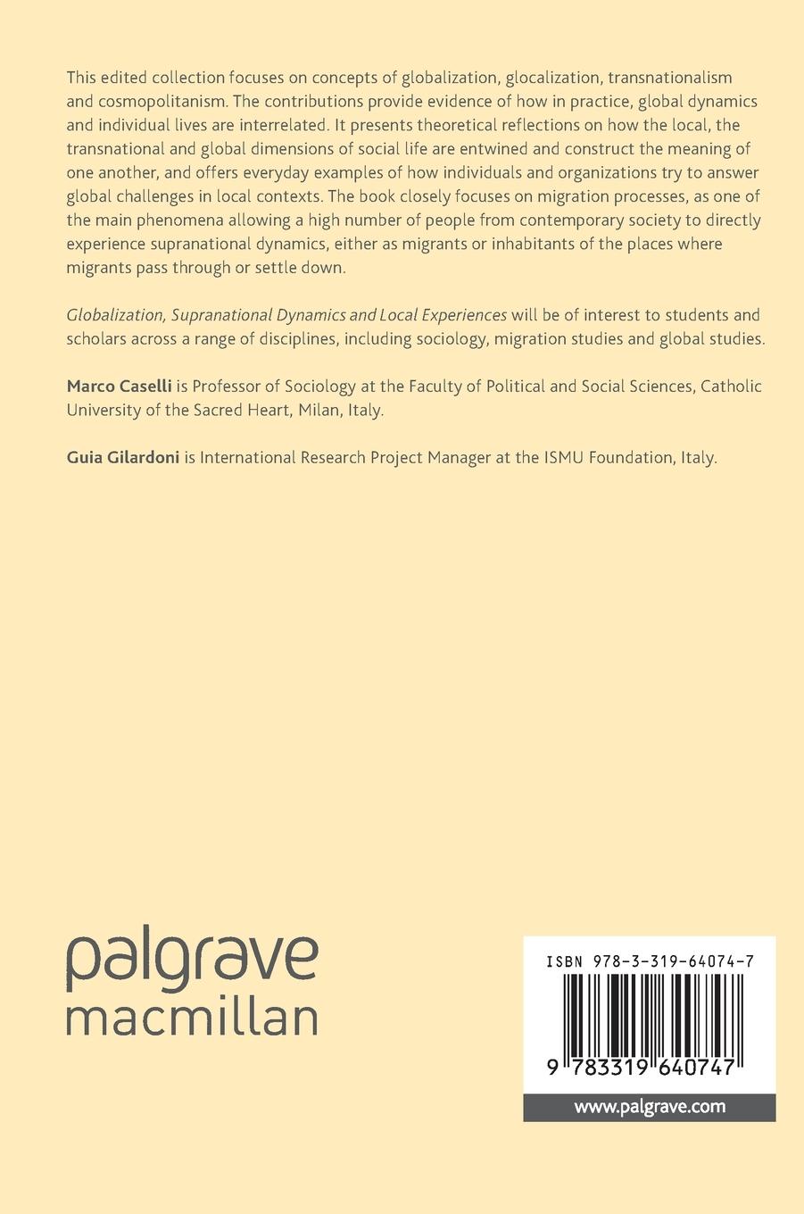 Rückseitencover Globalization, Supranational Dynamics and Local Experiences