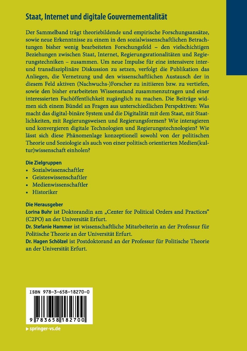 Rückseitencover Staat, Internet und digitale Gouvernementalität