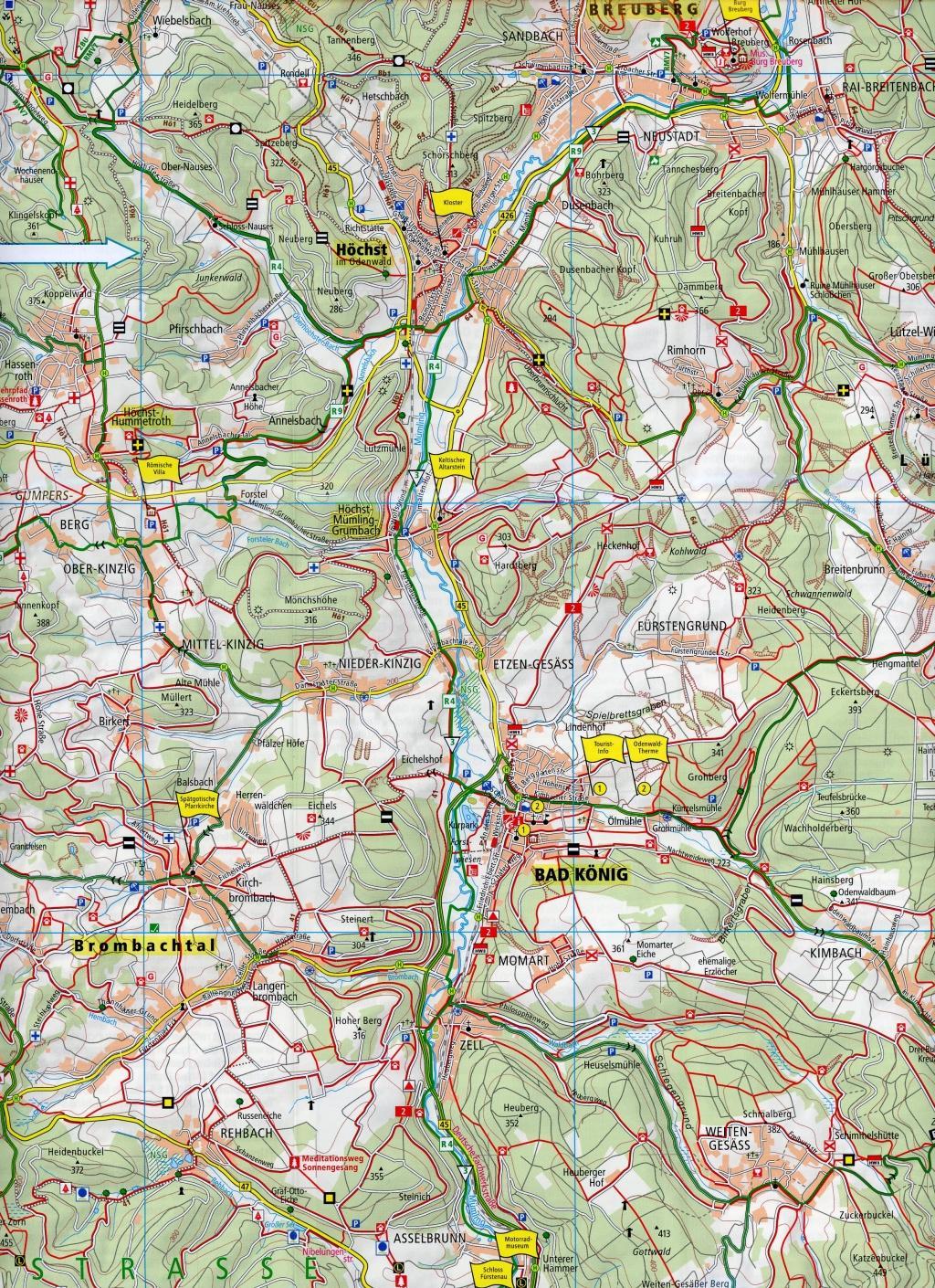 Beispielinhalt (Bild) Bergstraße Odenwald Nord, Bensheim - Reichelsheim - Michelstadt 1 : 50 000 Rad- und Wanderkarte