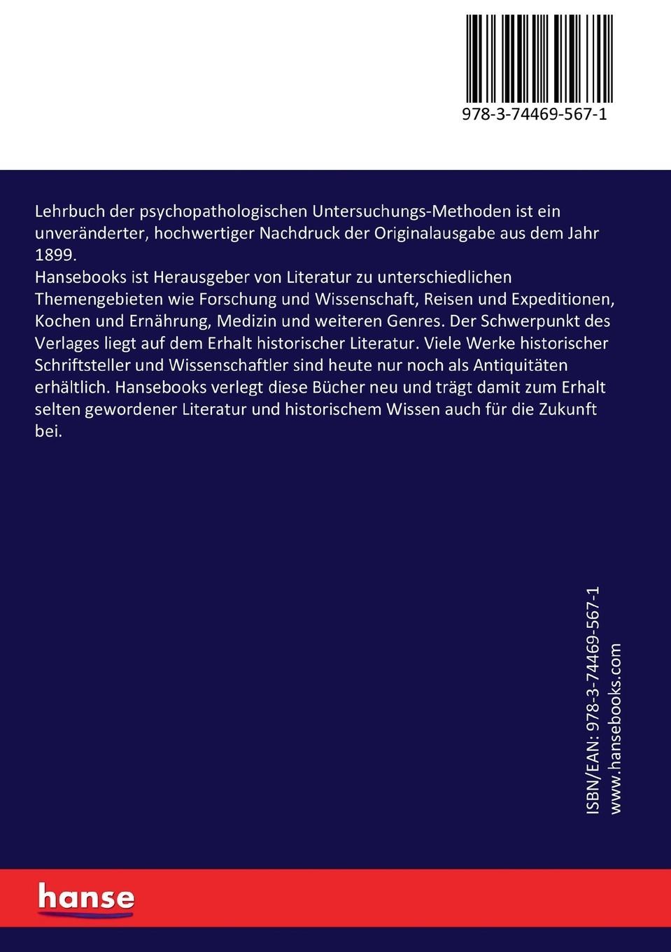Rückseitencover Lehrbuch der psychopathologischen Untersuchungs-Methoden