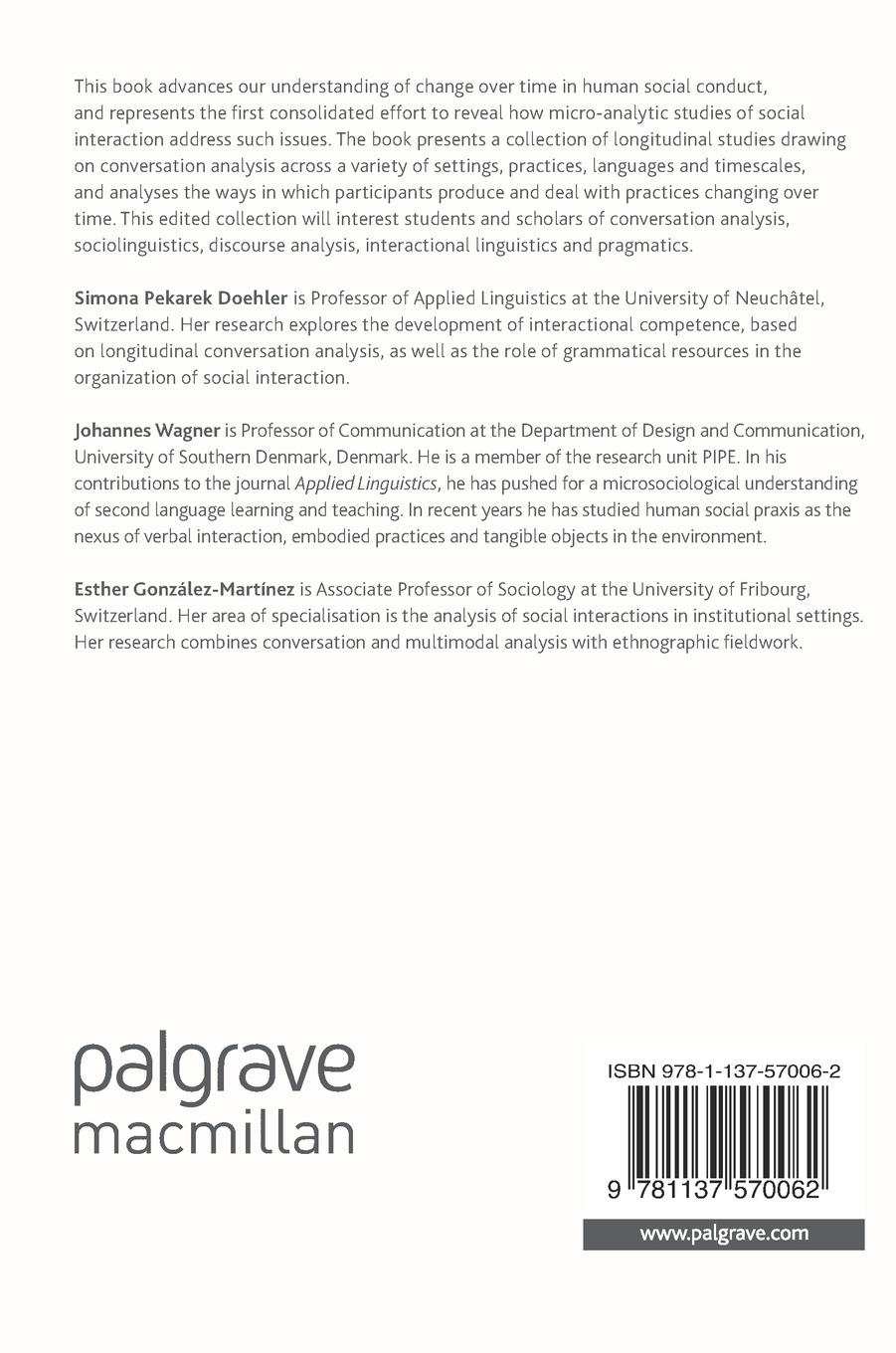 Rückseitencover Longitudinal Studies on the Organization of Social Interaction