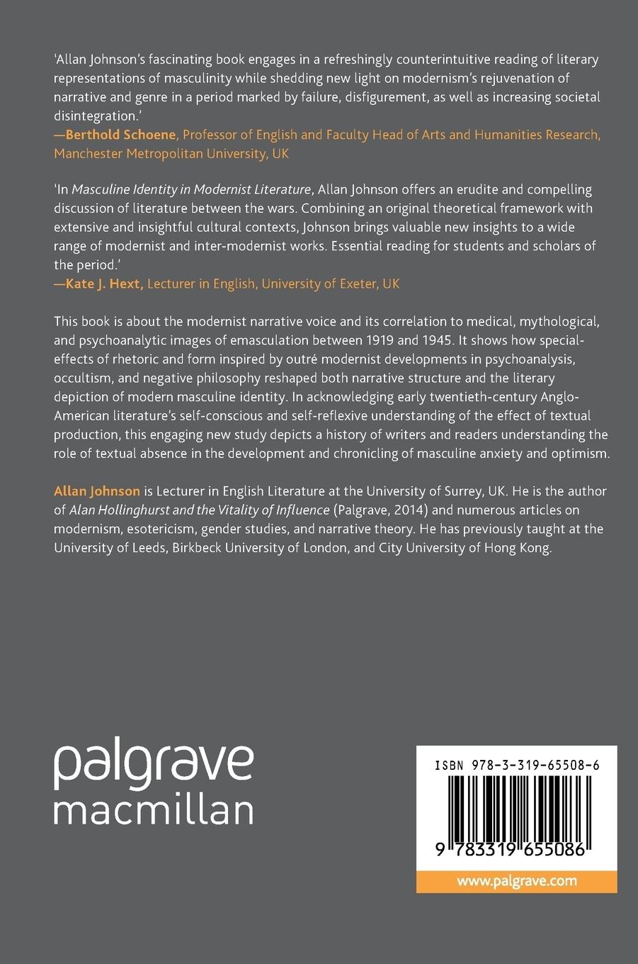 Rückseitencover Masculine Identity in Modernist Literature