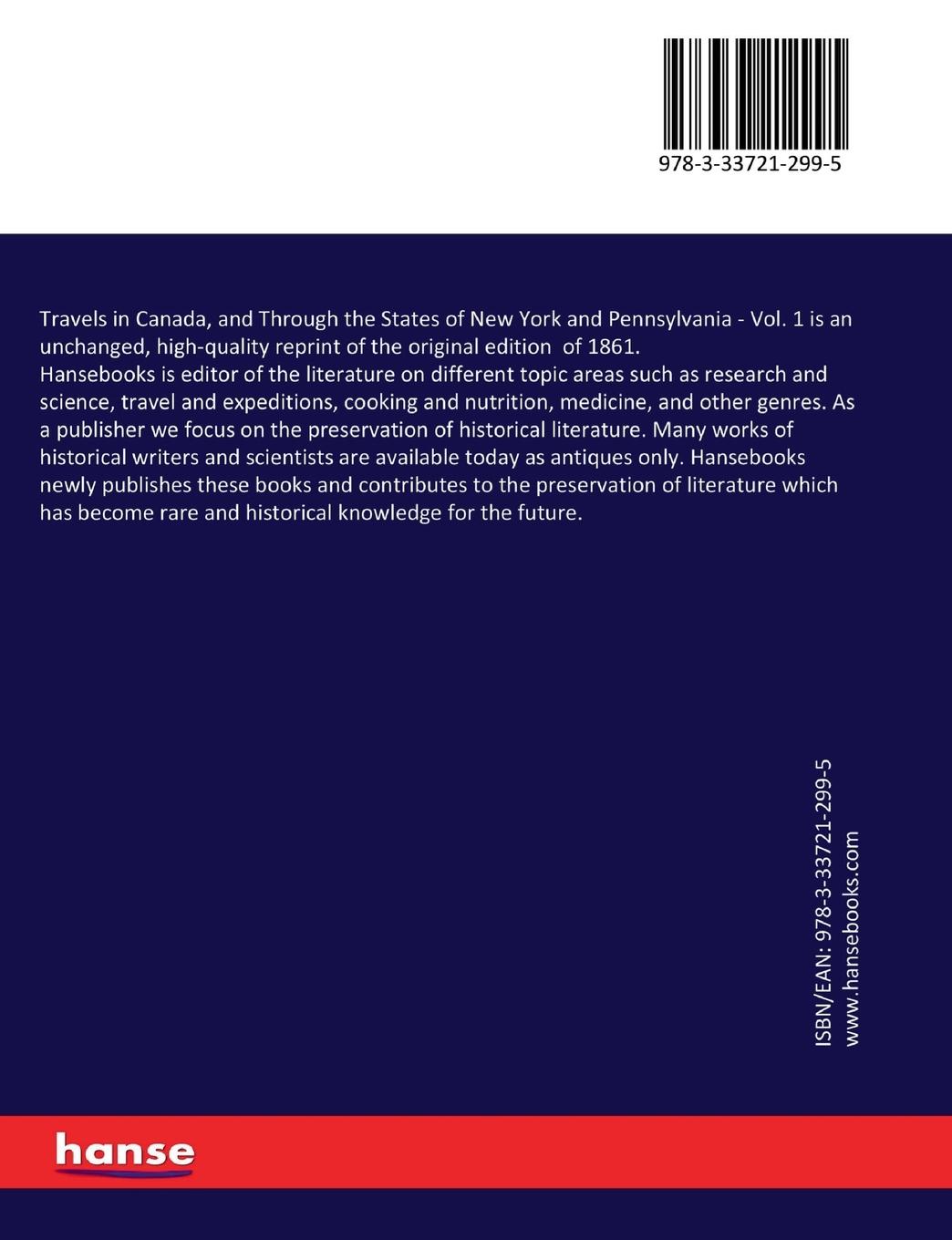 Rückseitencover Travels in Canada, and Through the States of New York and Pennsylvania