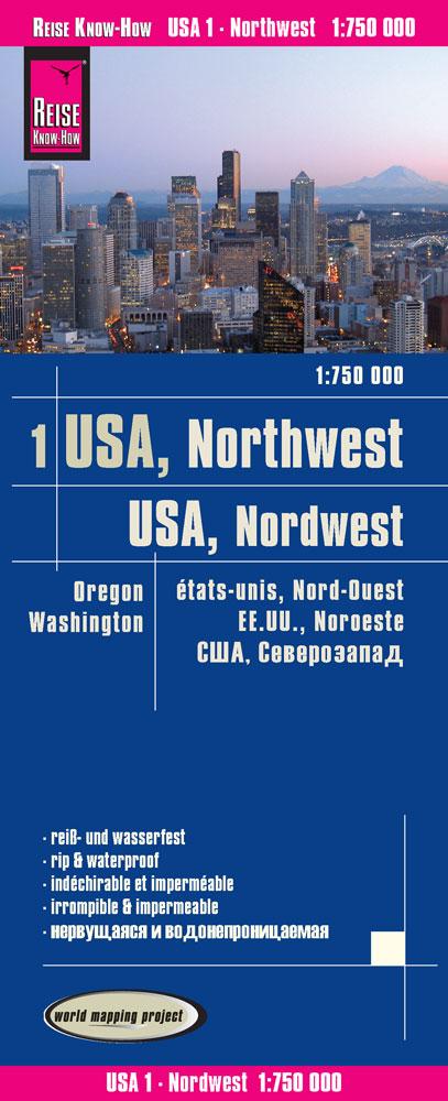 Vorderes Coverbild Reise Know-How Landkarte USA 01, Nordwest (1:750.000) : Washington und Oregon