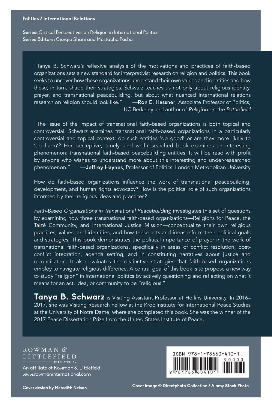 Rückseitencover Faith-Based Organizations in Transnational Peacebuilding