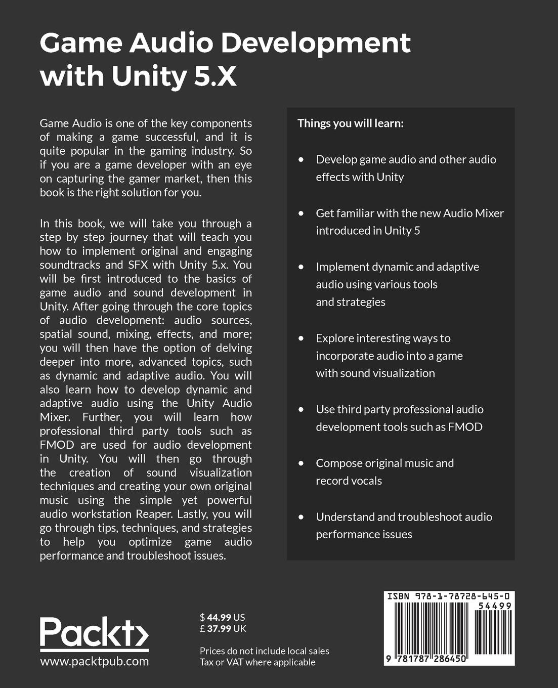 Rückseitencover Game Audio Development with Unity 5.X