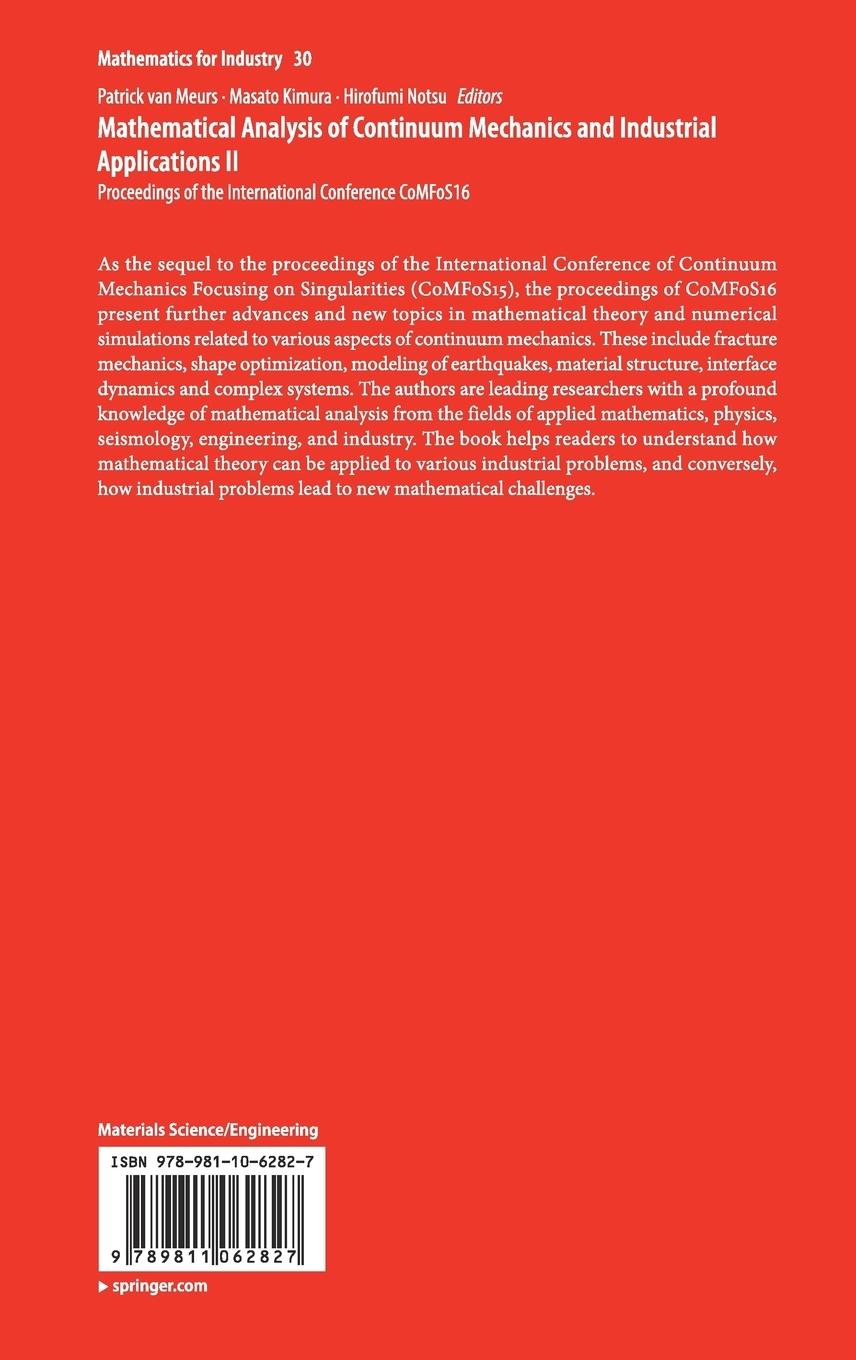 Rückseitencover Mathematical Analysis of Continuum Mechanics and Industrial Applications II