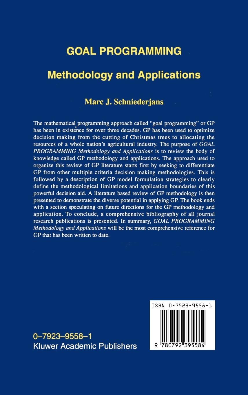 Rückseitencover Goal Programming: Methodology and Applications