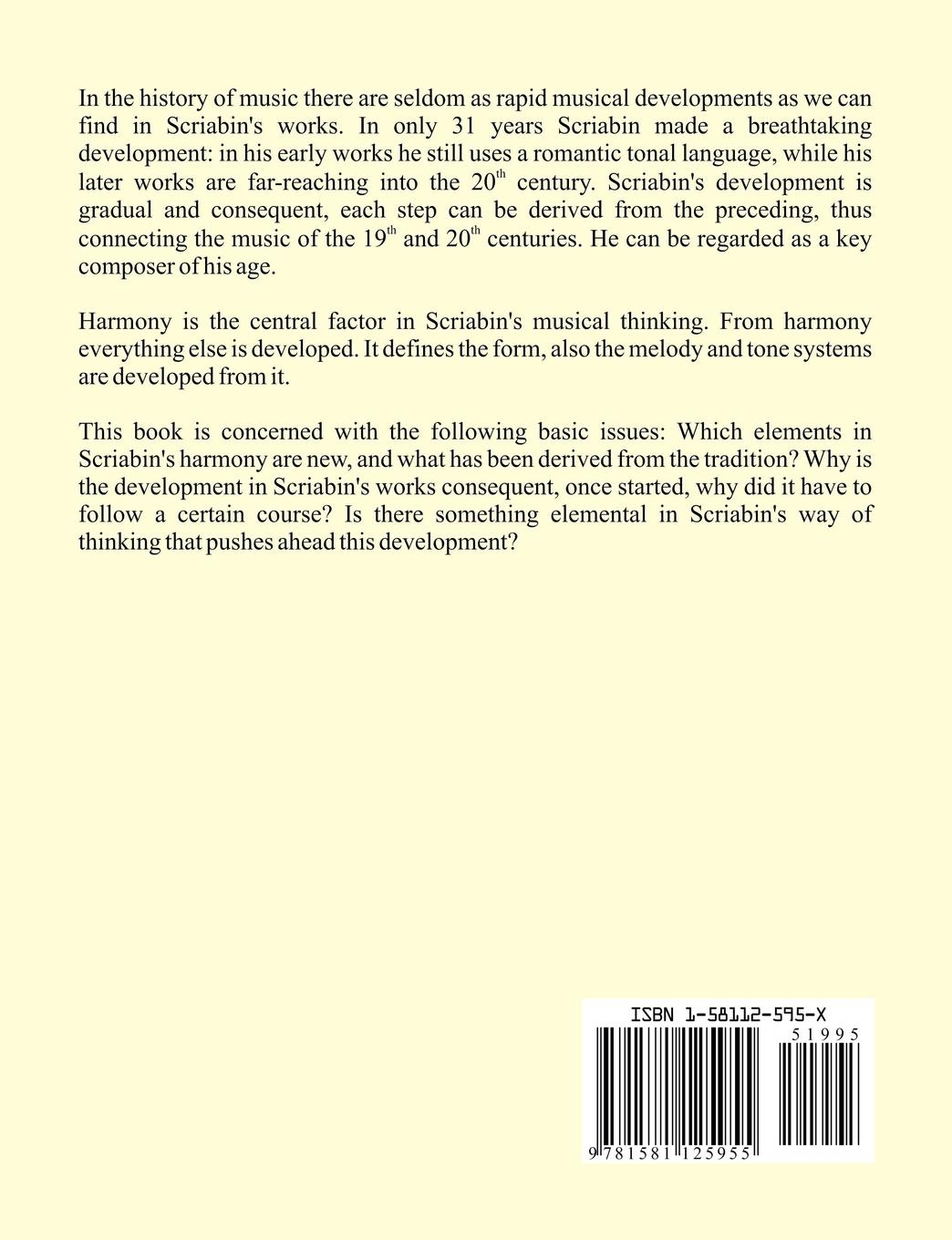 Rückseitencover The Development of Harmony in  Scriabin´s Works