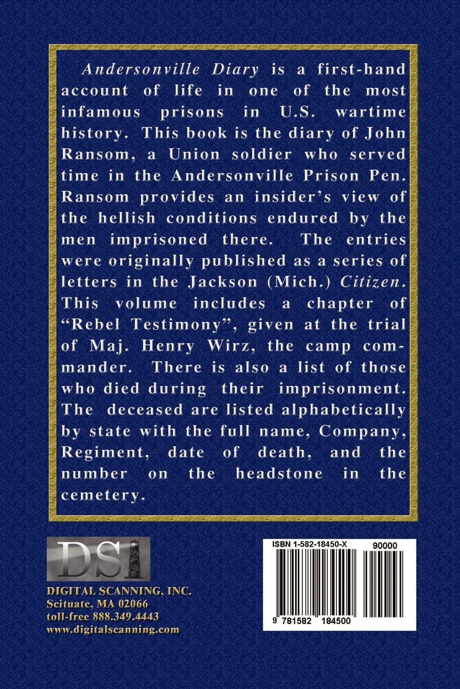 Rückseitencover Andersonville Diary  of John Ransom