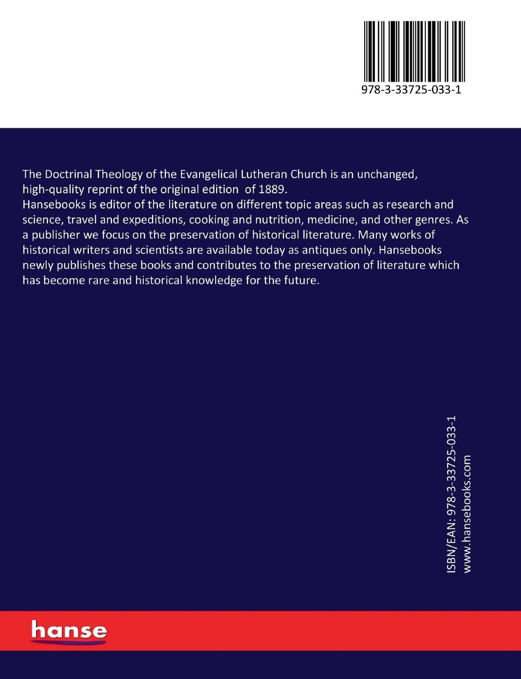 Rückseitencover The Doctrinal Theology of the Evangelical Lutheran Church