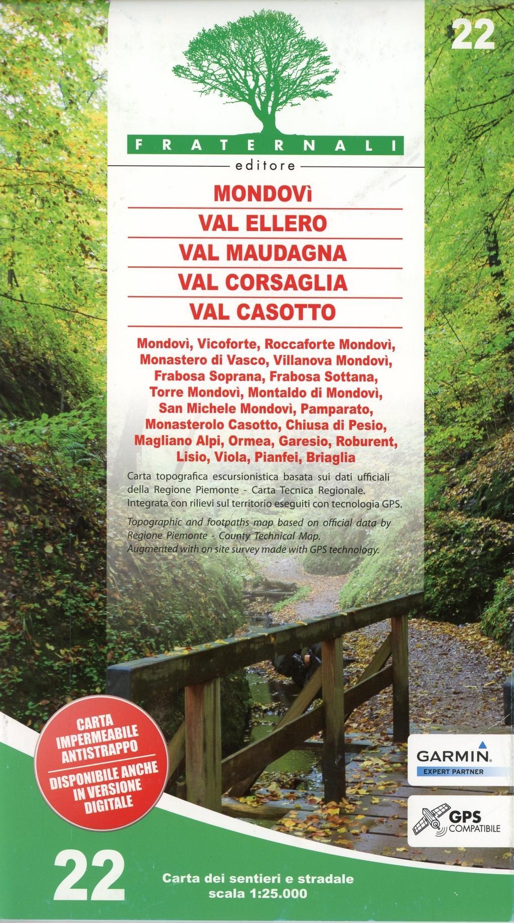 Vorderes Coverbild Carta n. 22. Mondovì, Val Ellero, Val Maudagna, Val Corsaglia Val Casotto. Carta dei sentieri e stradale scala 1:25.000