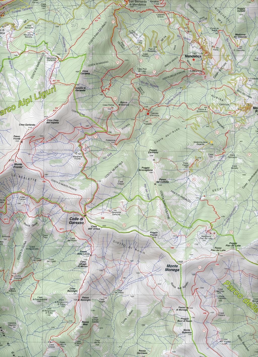 Beispielinhalt (Bild) Carta n. 19. Alta Valle Tanaro, Alta Valle Arroscia, Alta valle Argentina. Carta dei sentieri e stradale 1:25.000