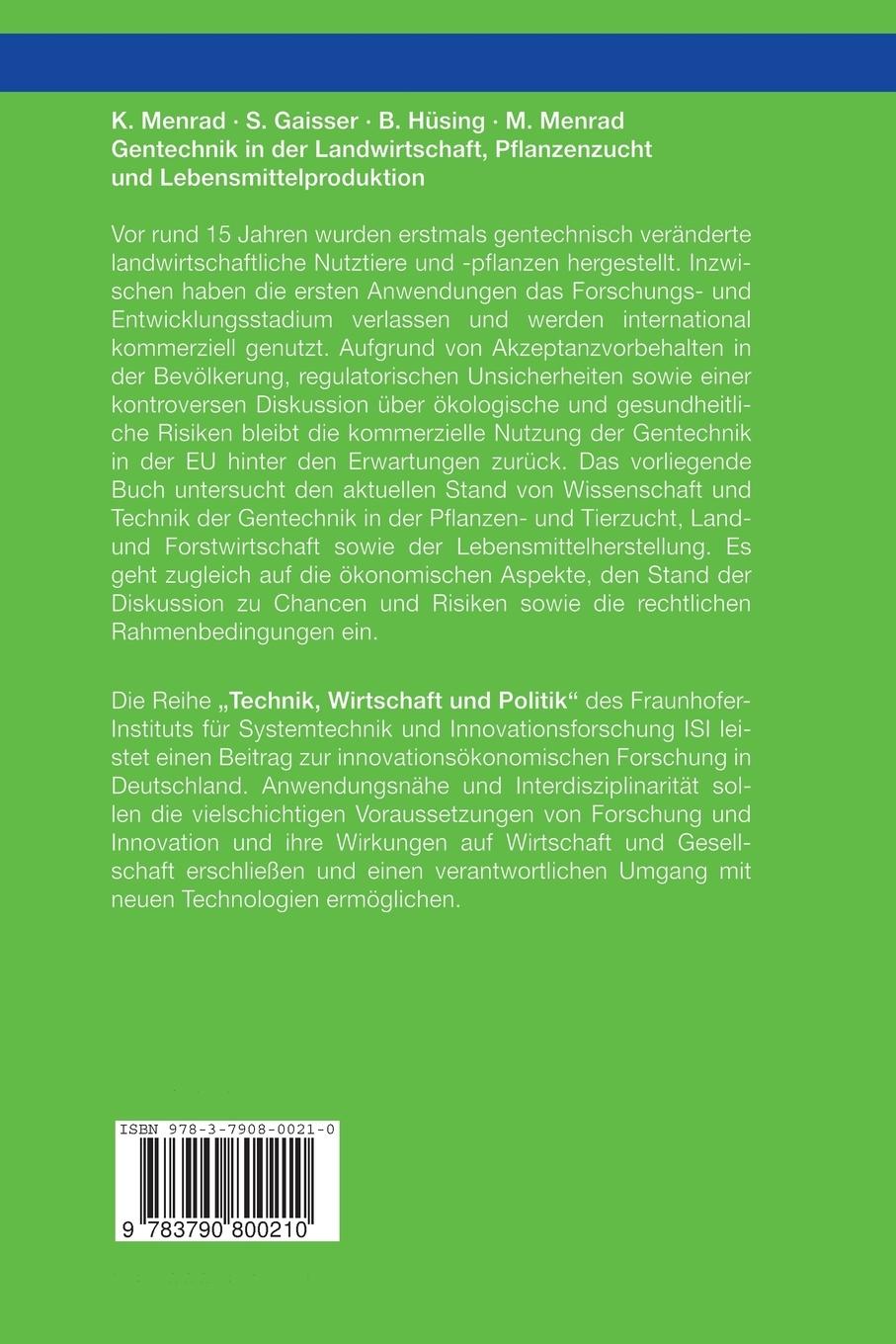 Rückseitencover Gentechnik in der Landwirtschaft, Pflanzenzucht und Lebensmittelproduktion