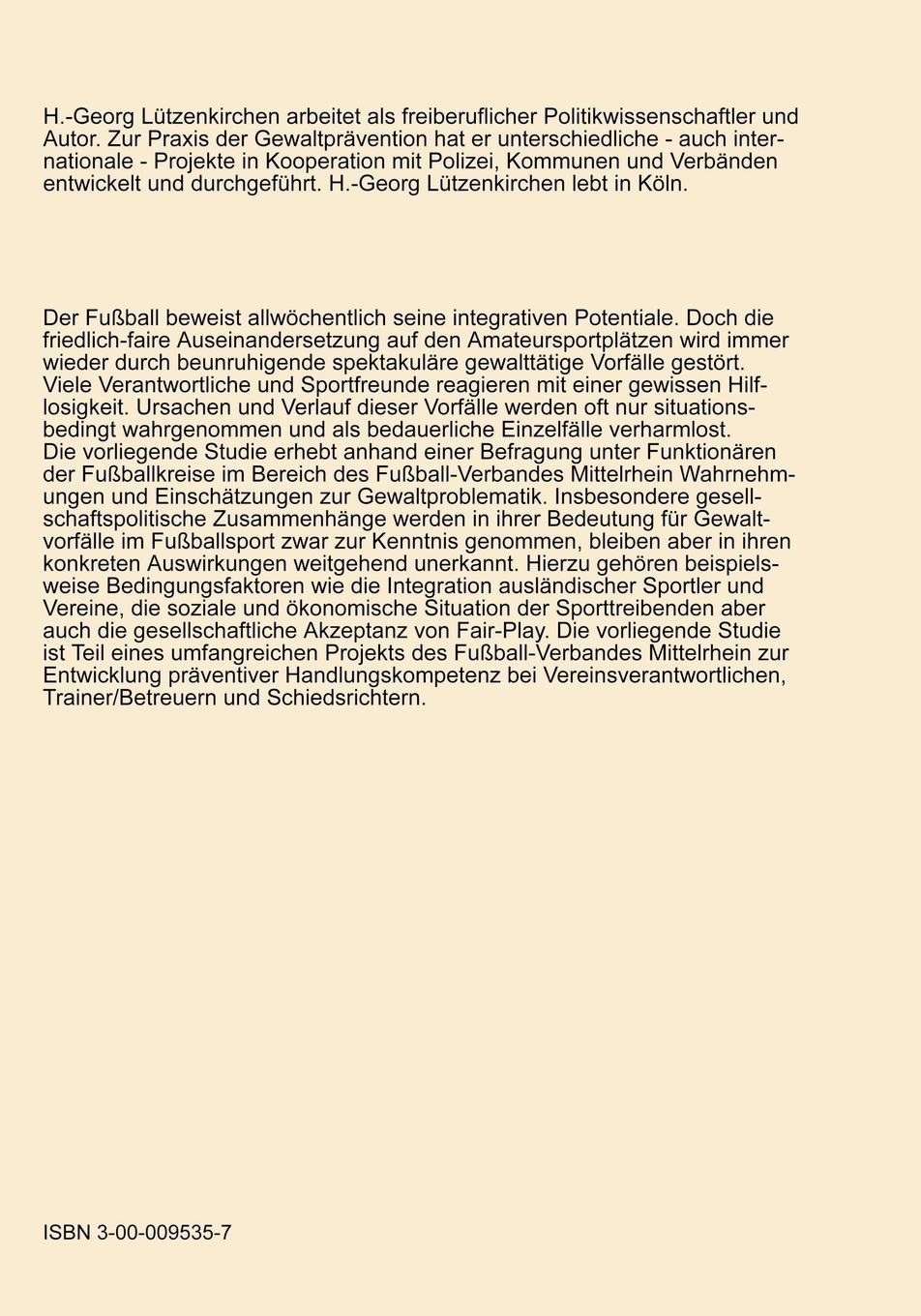Rückseitencover Aggression und Gewalt im Amateurfussball - Wahrnehmungen und Einschätzungen a.d. Praxis