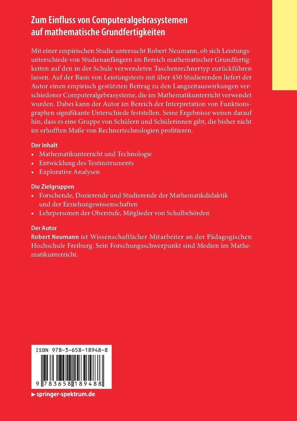 Rückseitencover Zum Einfluss von Computeralgebrasystemen auf mathematische Grundfertigkeiten