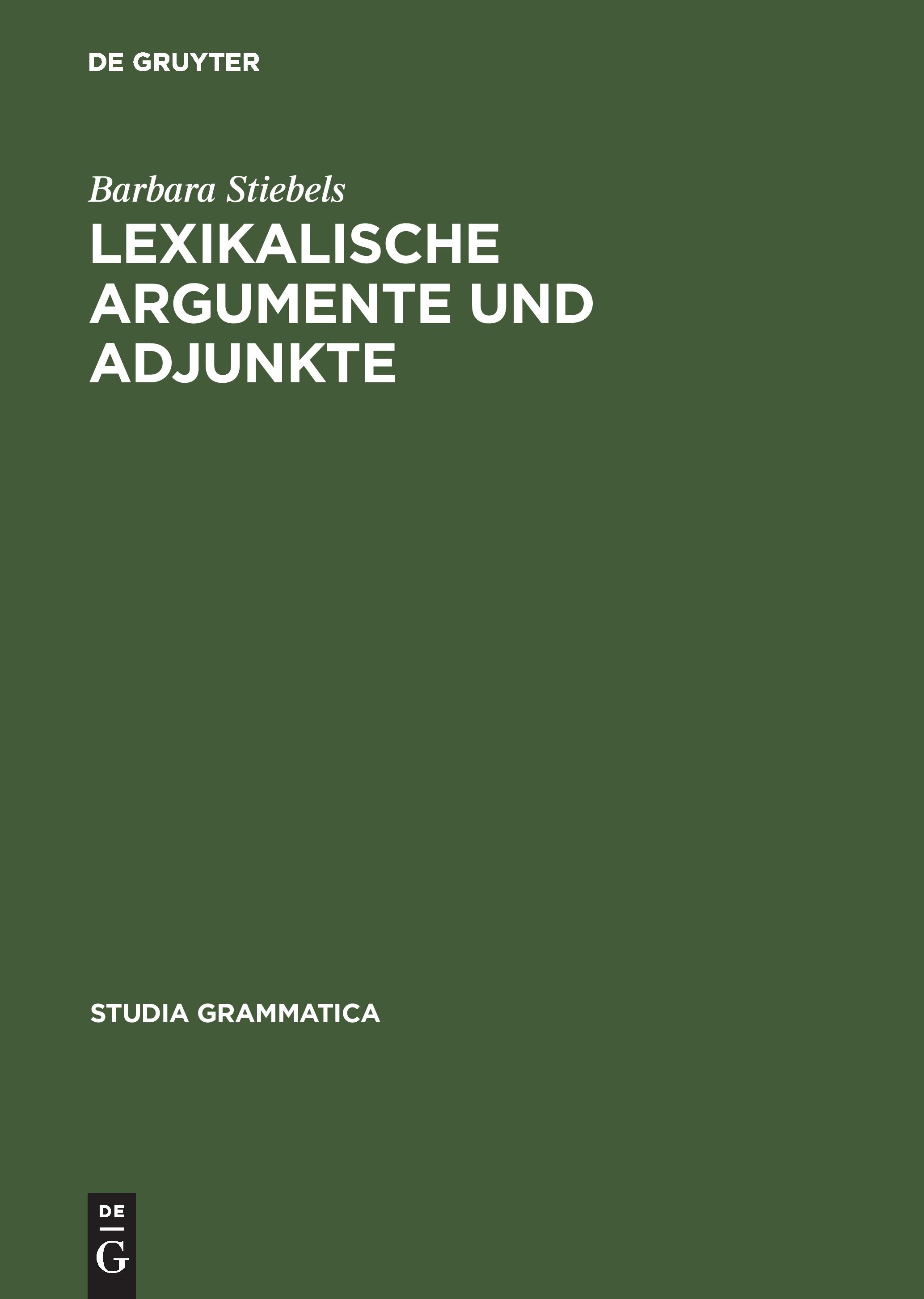 Vorderes Coverbild Lexikalische Argumente und Adjunkte