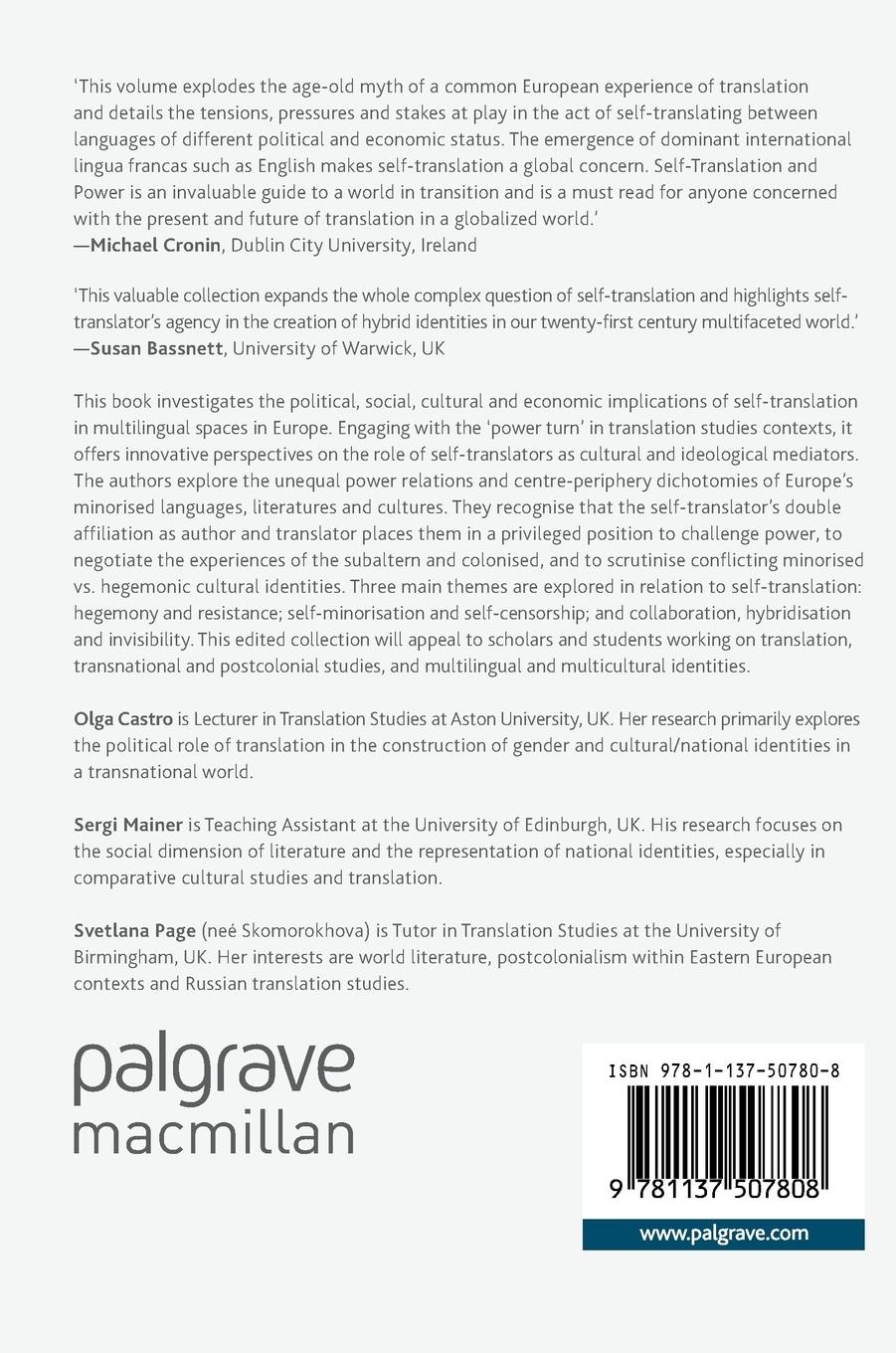 Rückseitencover Self-Translation and Power