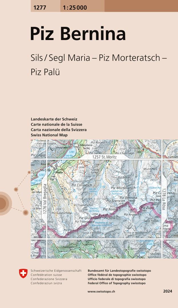 Vorderes Coverbild Swisstopo 1 : 25 000 Piz Bernina