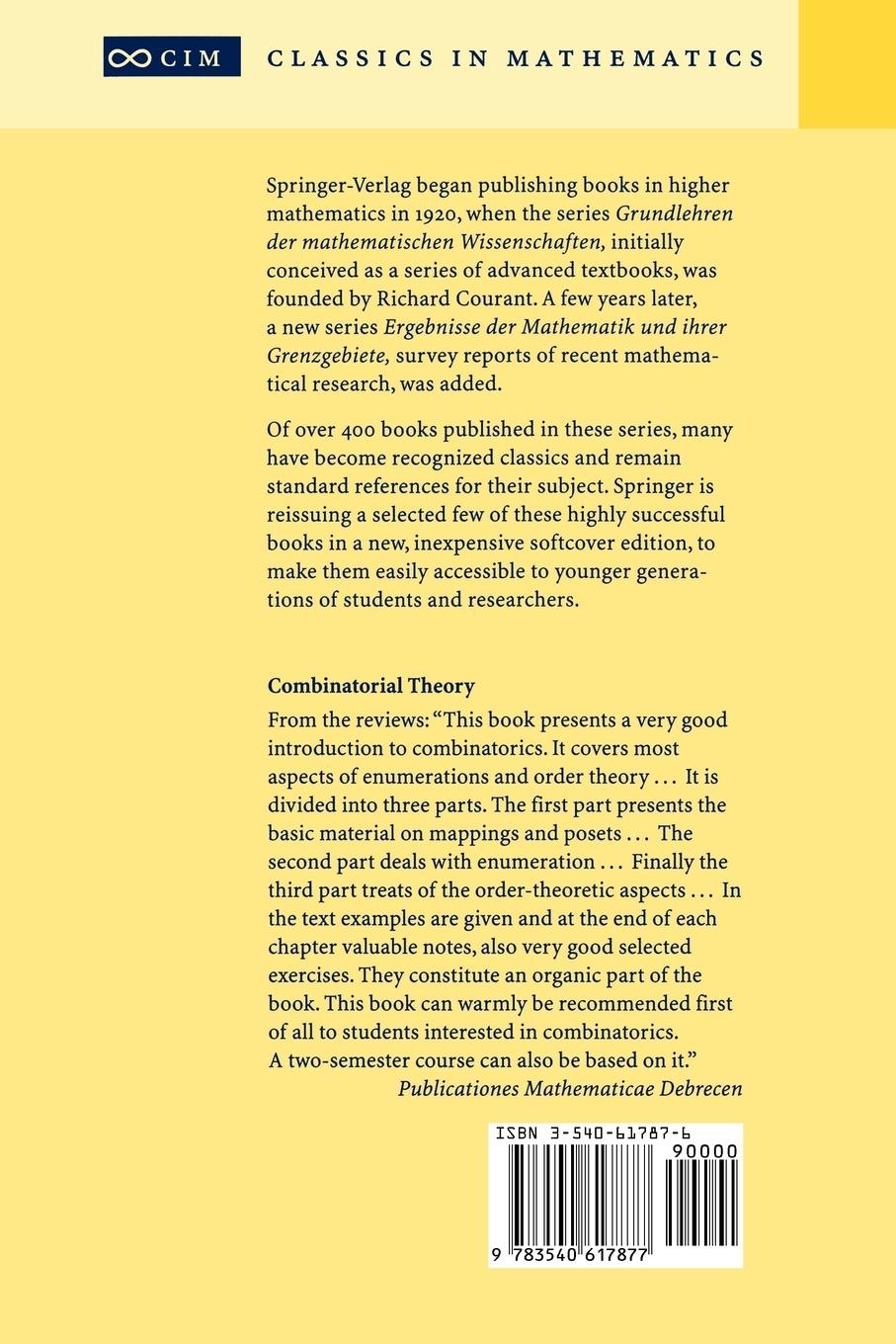 Rückseitencover Combinatorial Theory