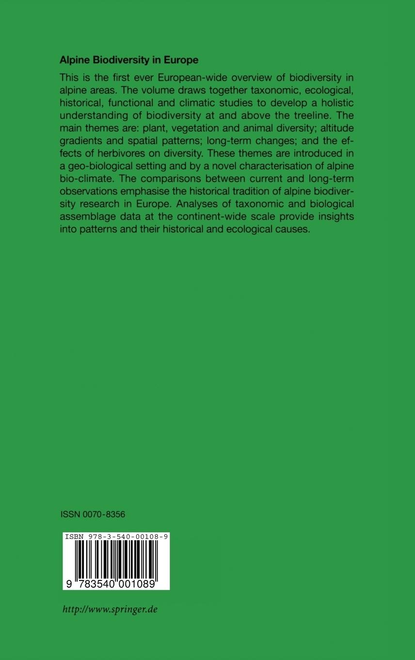 Rückseitencover Alpine Biodiversity in Europe