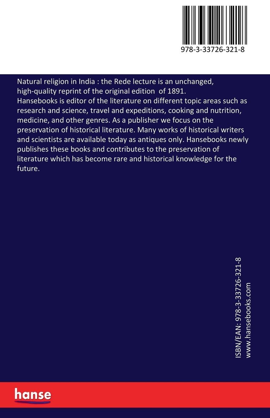 Rückseitencover Natural religion in India : the Rede lecture