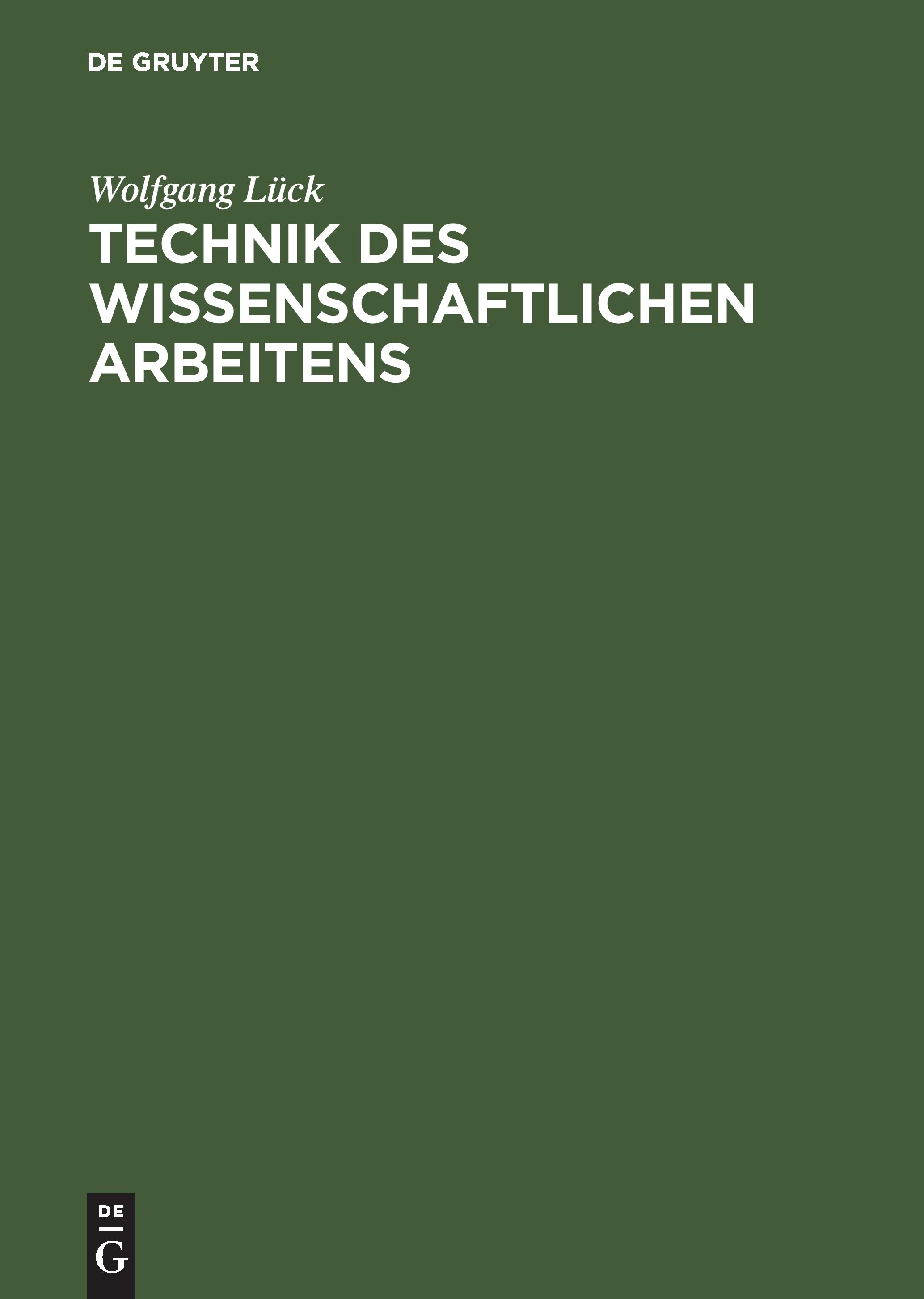 Vorderes Coverbild Technik des wissenschaftlichen Arbeitens