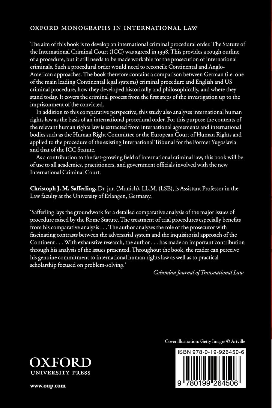 Rückseitencover Towards an International Criminal Procedure