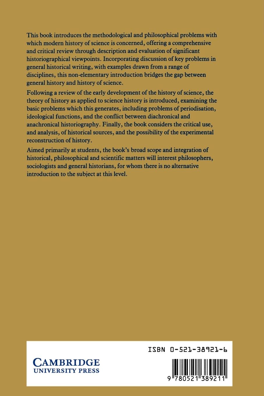 Rückseitencover An Introduction to the Historiography of Science