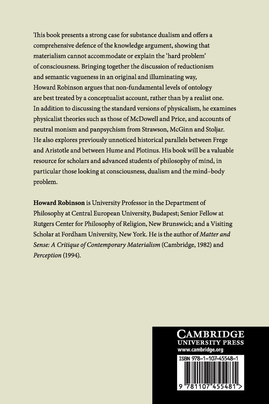 Rückseitencover From the Knowledge Argument to Mental Substance