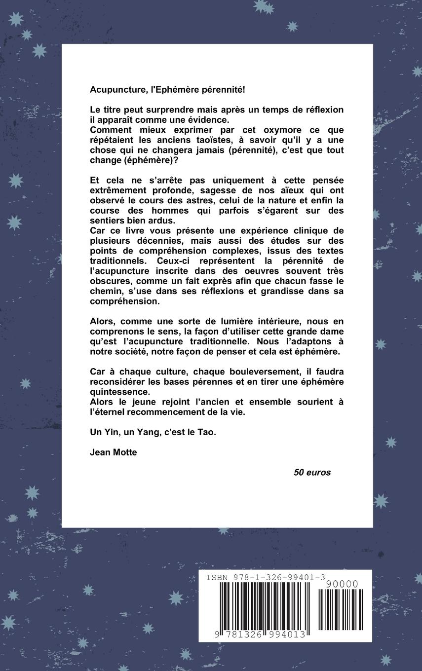 Rückseitencover Acupuncture, l'Ephémère pérennité