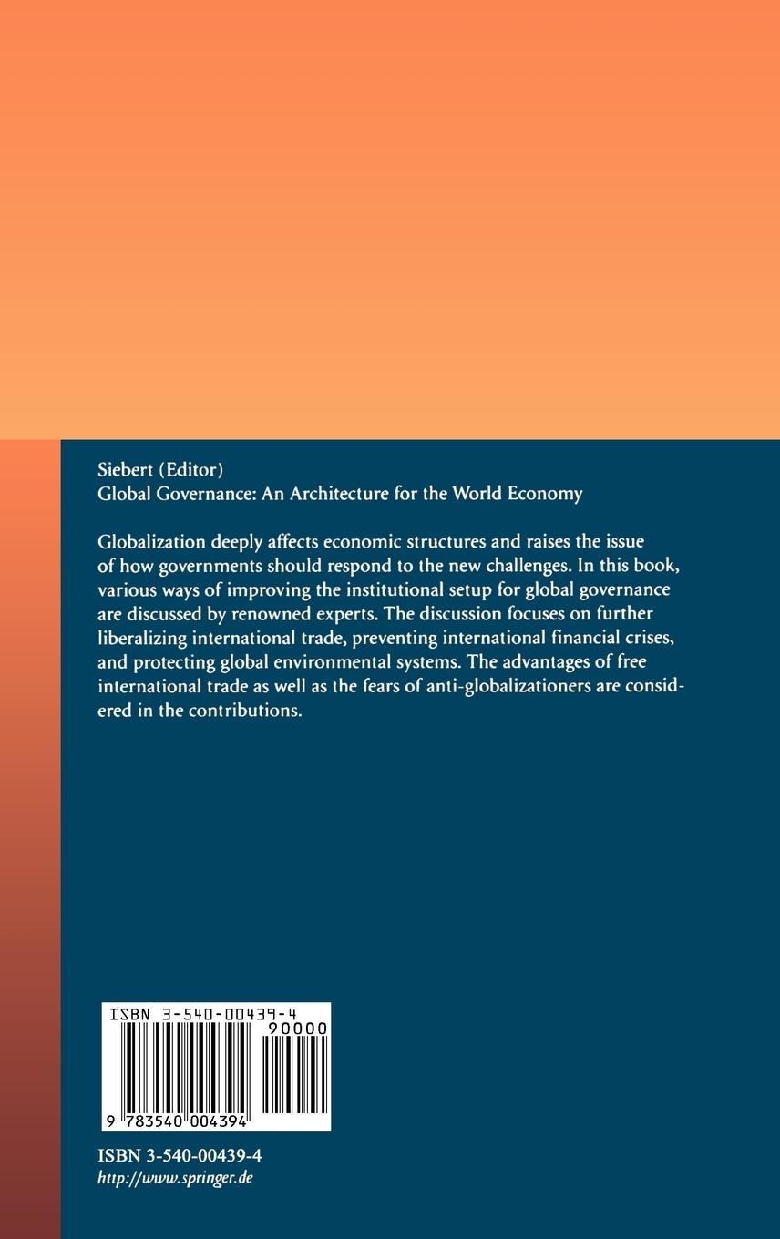 Rückseitencover Global Governance: An Architecture for the World Economy