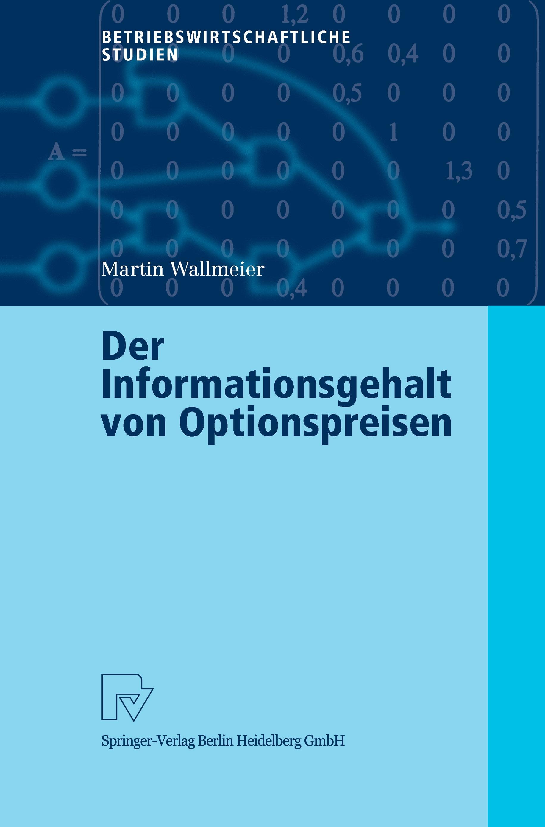 Vorderes Coverbild Der Informationsgehalt von Optionspreisen
