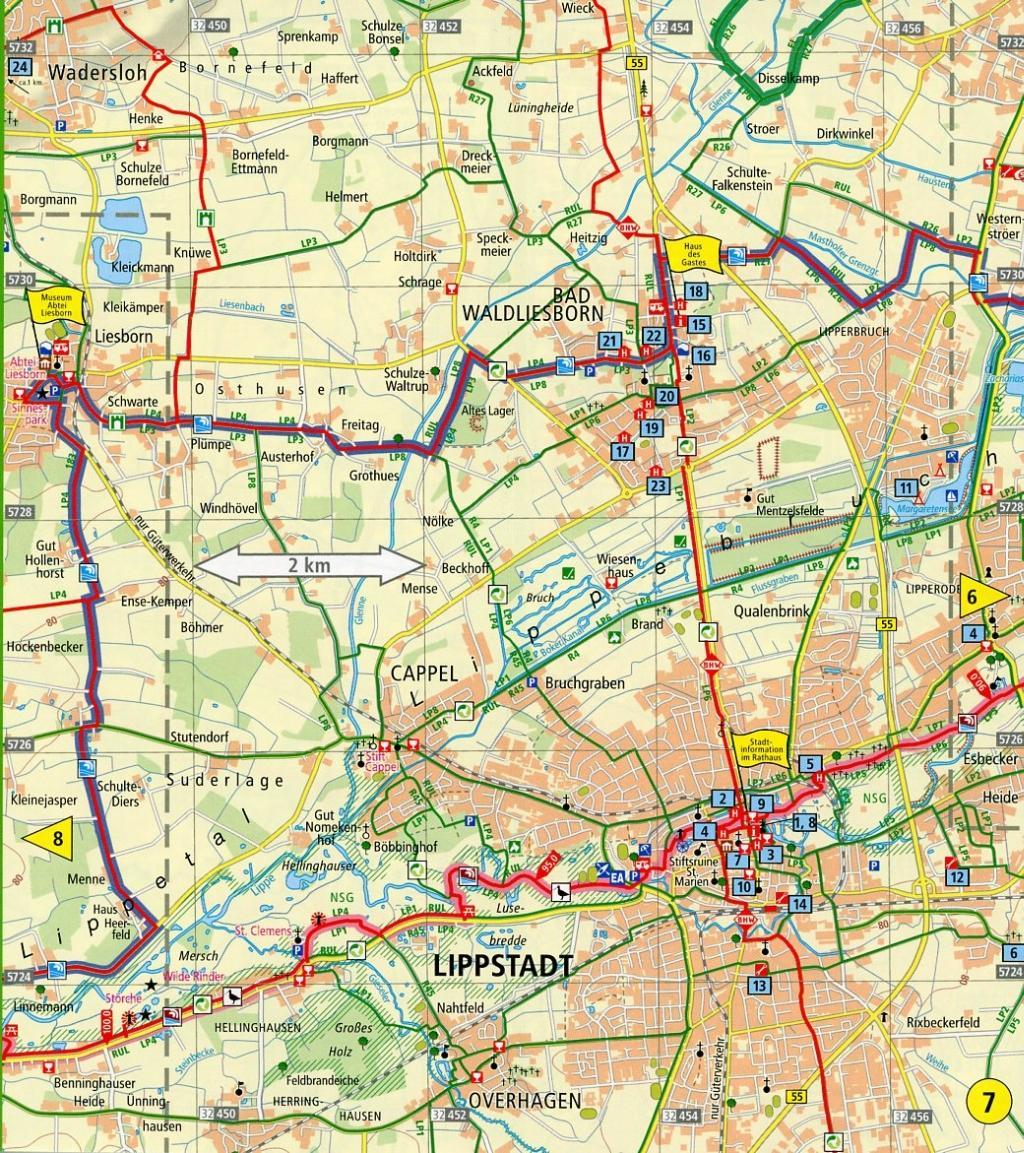 Beispielinhalt (Bild) Radwanderkarte Römer-Lippe-Route, Detmold - Xanten 1 : 50 000