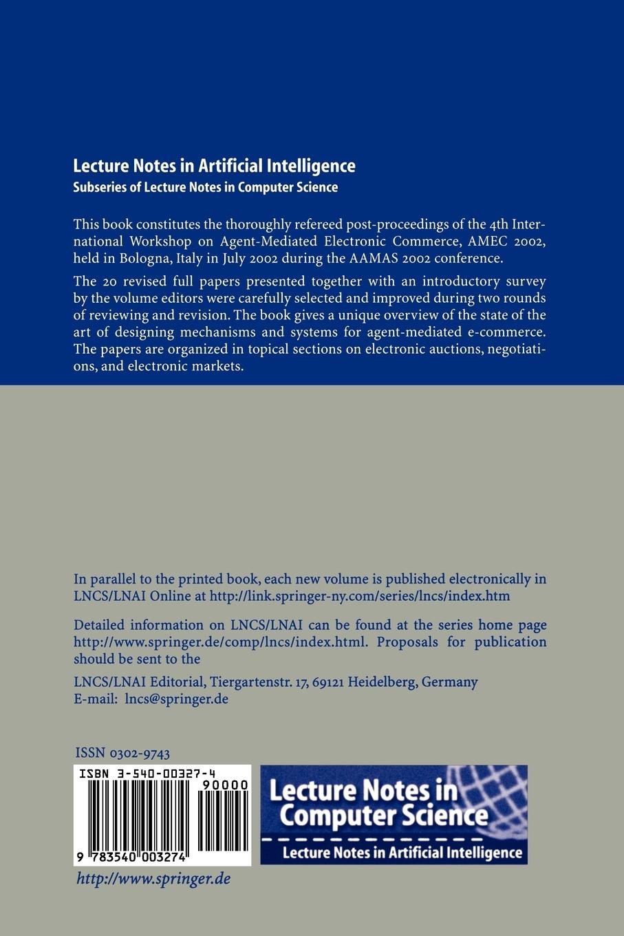 Rückseitencover Agent-Mediated Electronic Commerce IV. Designing Mechanisms and Systems