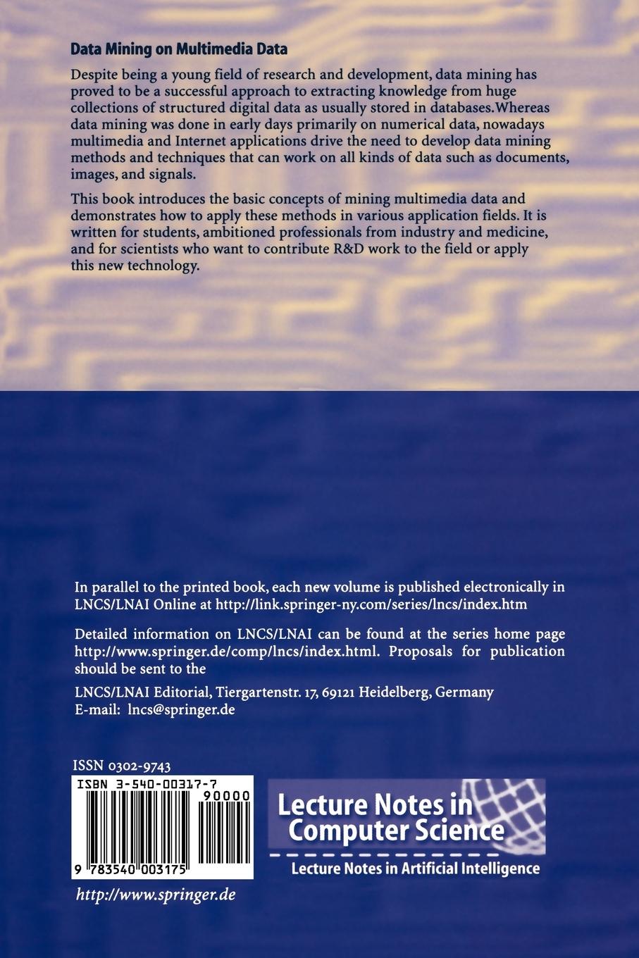 Rückseitencover Data Mining on Multimedia Data