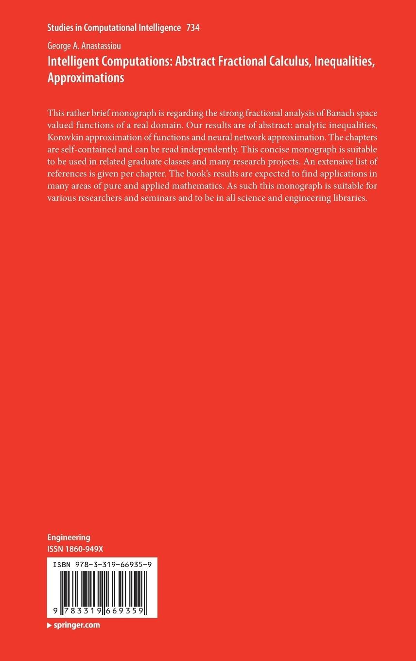 Rückseitencover Intelligent Computations: Abstract Fractional Calculus, Inequalities, Approximations