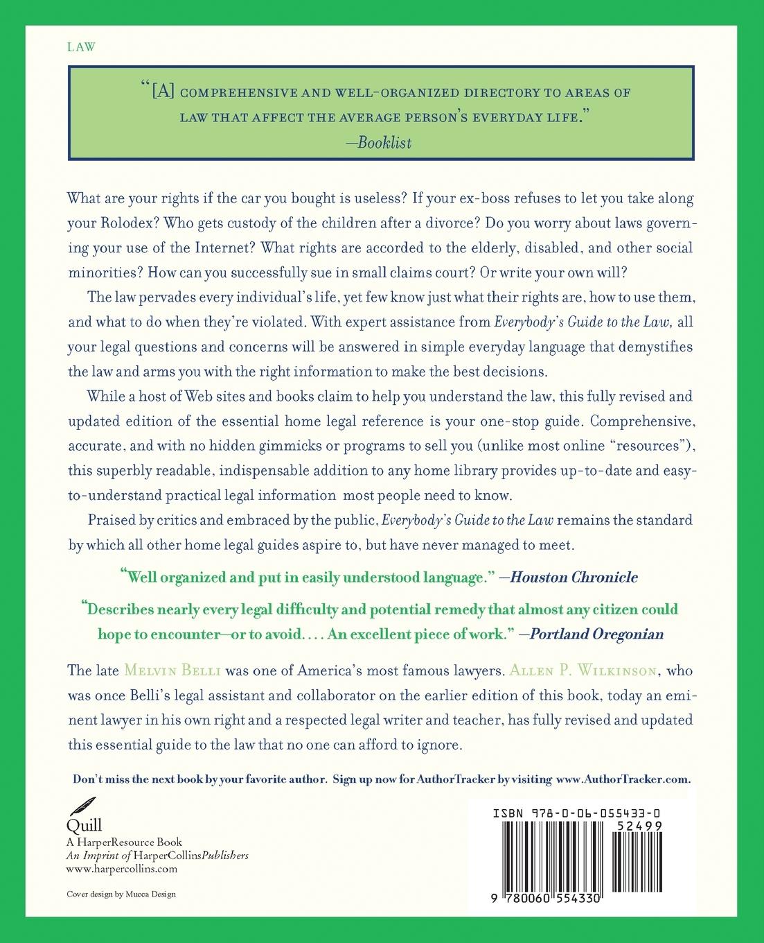 Rückseitencover Everybody's Guide to the Law, Fully Revised & Updated, 2nd Edition