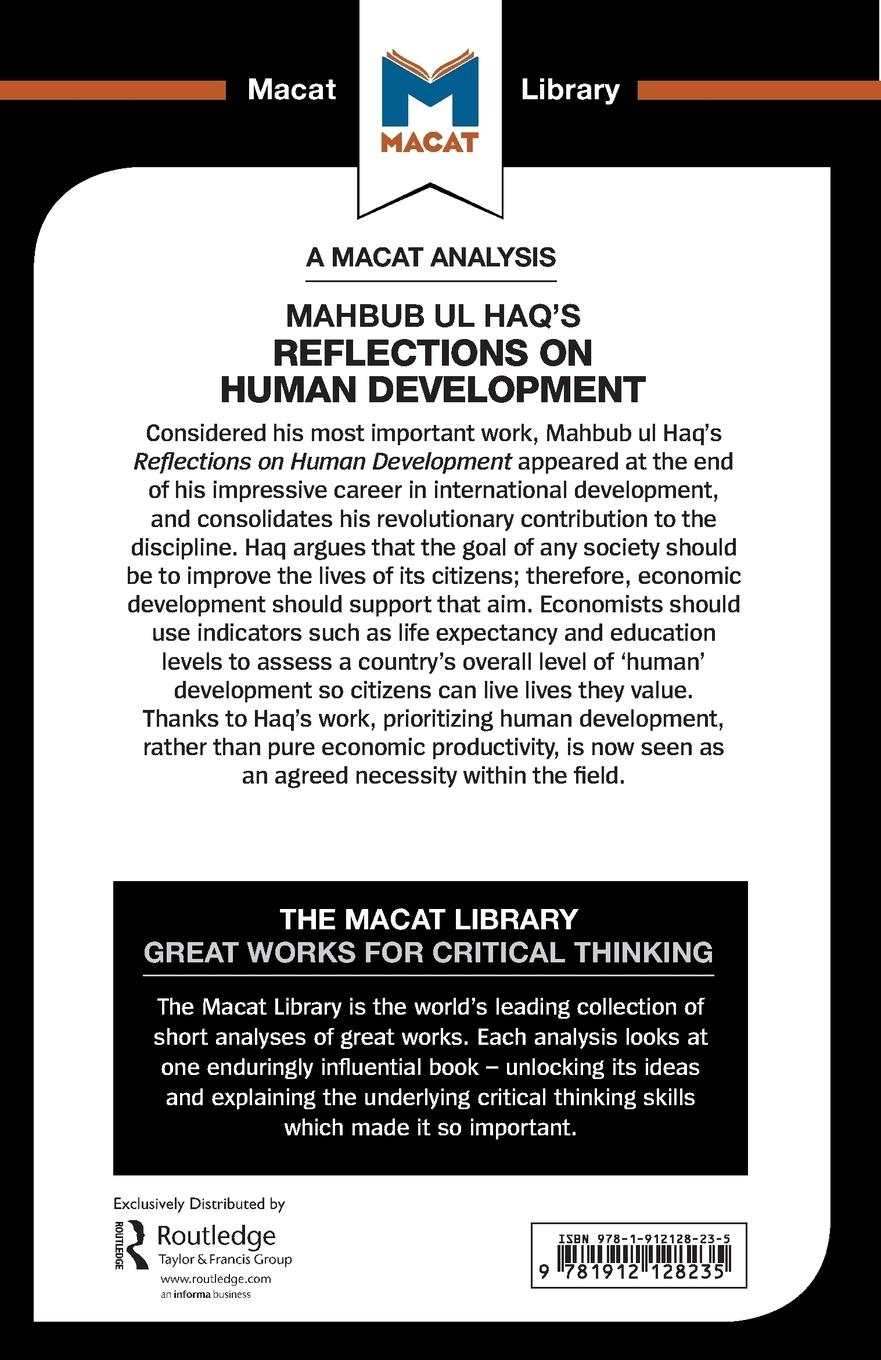 Rückseitencover An Analysis of Mahbub ul Haq's Reflections on Human Development