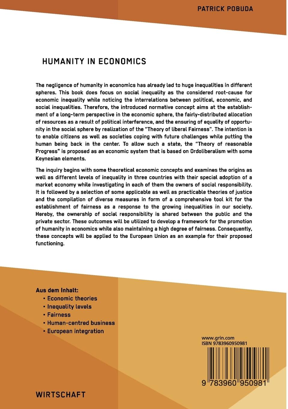 Rückseitencover Humanity in Economics