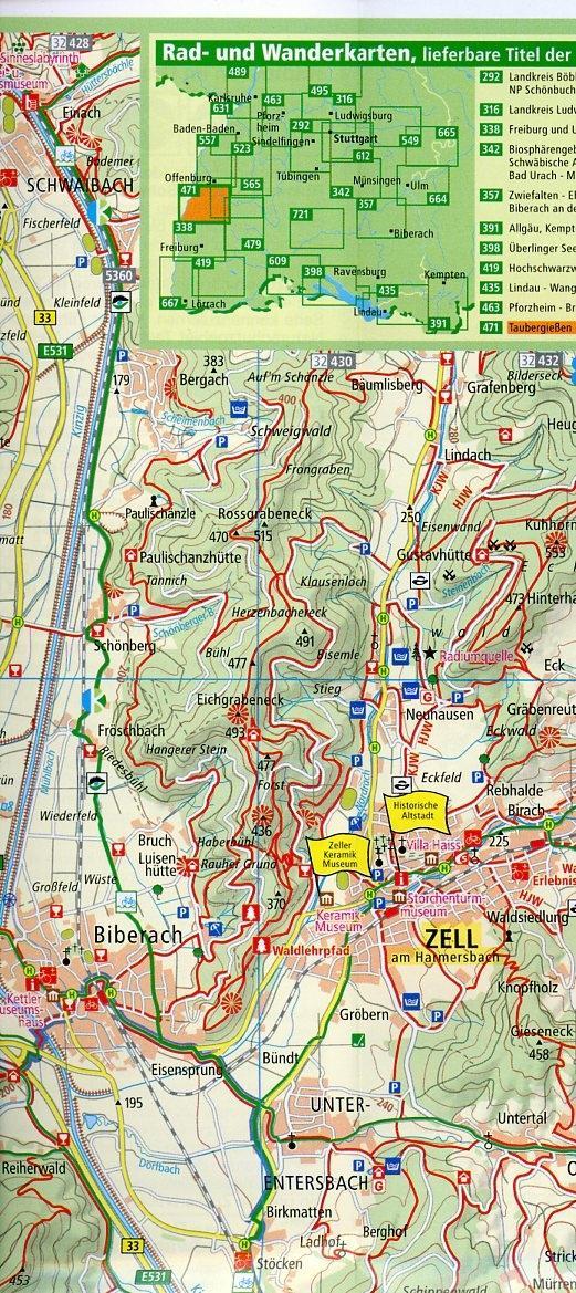 Beispielinhalt (Bild) Rad- und Wanderkarte Taubergießen - Freiamt - Schuttertal 1 : 50 000